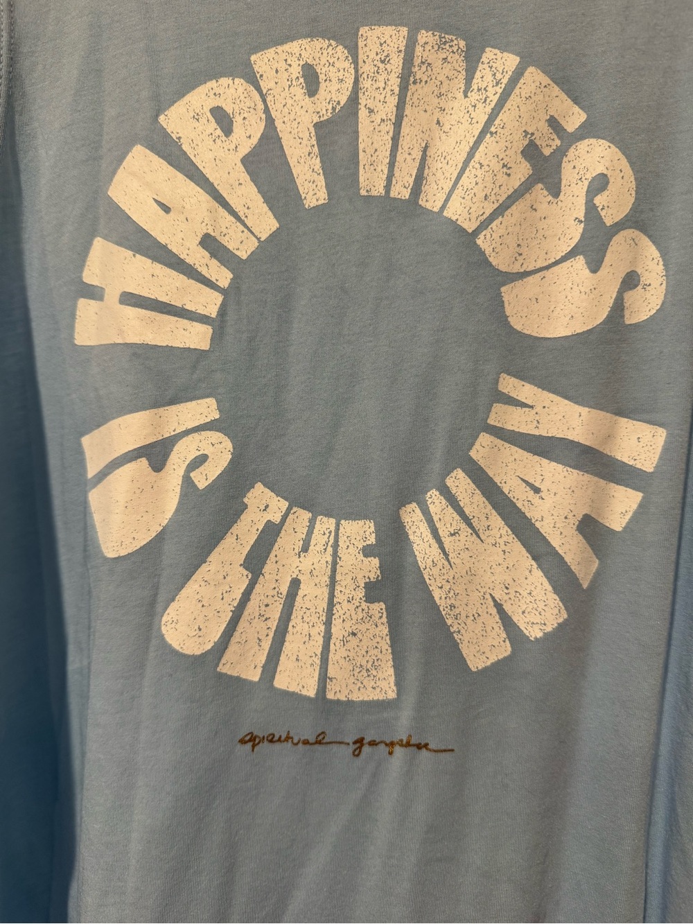NWT Spiritual Gangster Light Blue Sleeveless Tank Top - "Happiness is the Way" - Picture 3 of 5